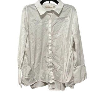 Soft‎ Surroundings White button down long sleeve blouse women's size 2X